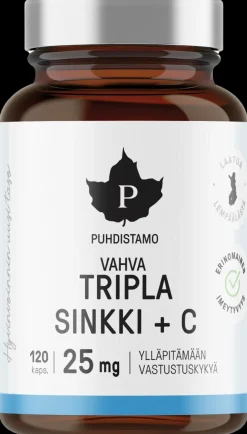 Puhdistamo Tripla Sinkki + C 25 mg 120 kapselia