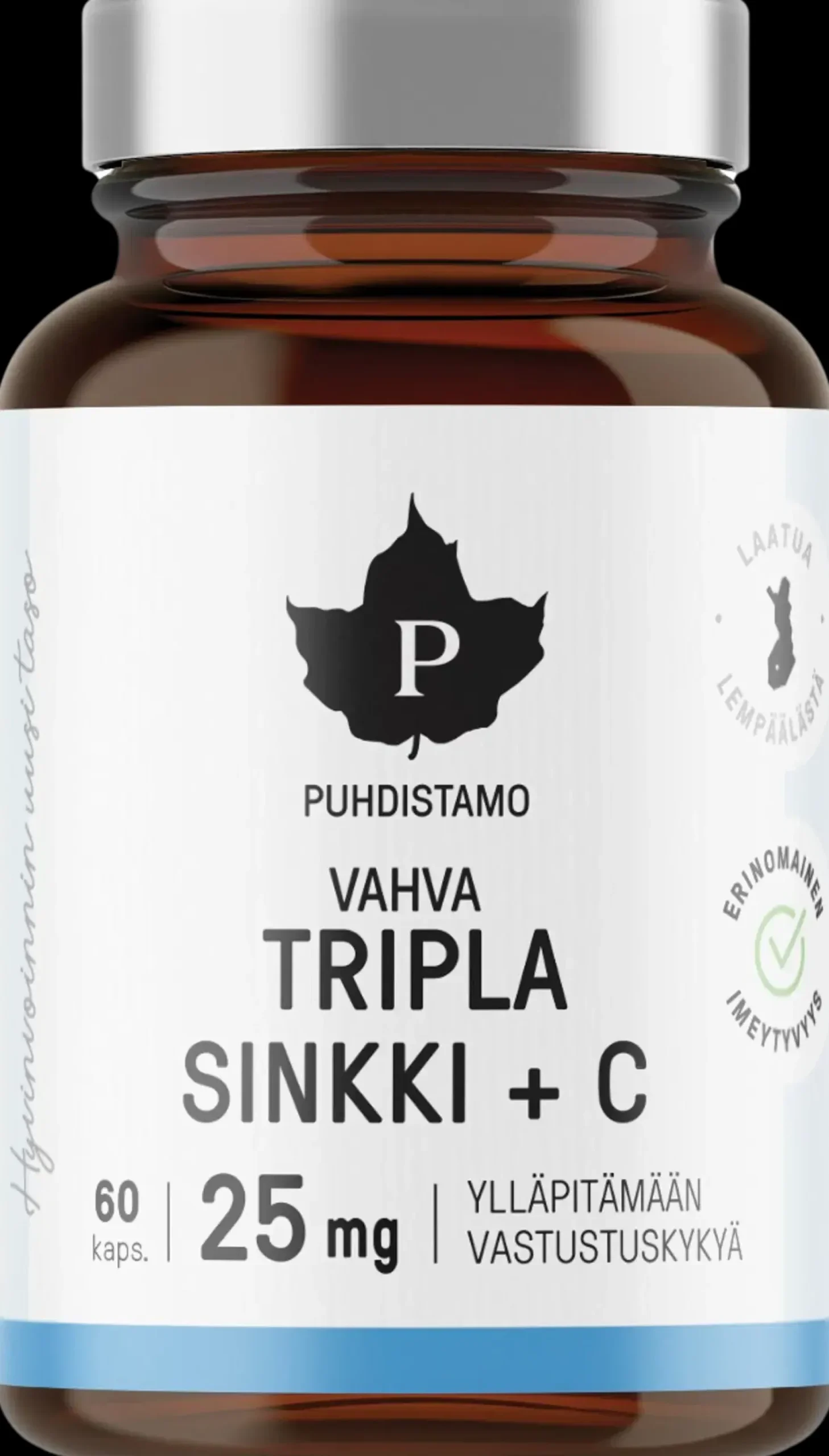 Puhdistamo Tripla Sinkki + C 25 mg 60 kapselia