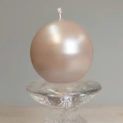 Puttipaja pallokynttilä kannalla puuteri metallihohto 7x8cm 2kpl