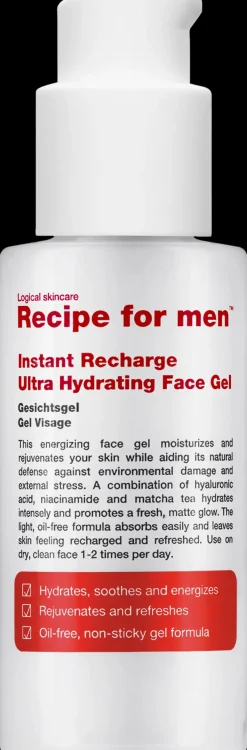 Recipe for Men Instant Recharge Ultra Hydrating Face Gel -geelimäinen kosteusvoide 75 ml
