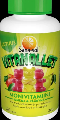 Sana-sol Vitanallet monivitamiini Omena & Päärynä 120kpl/240g