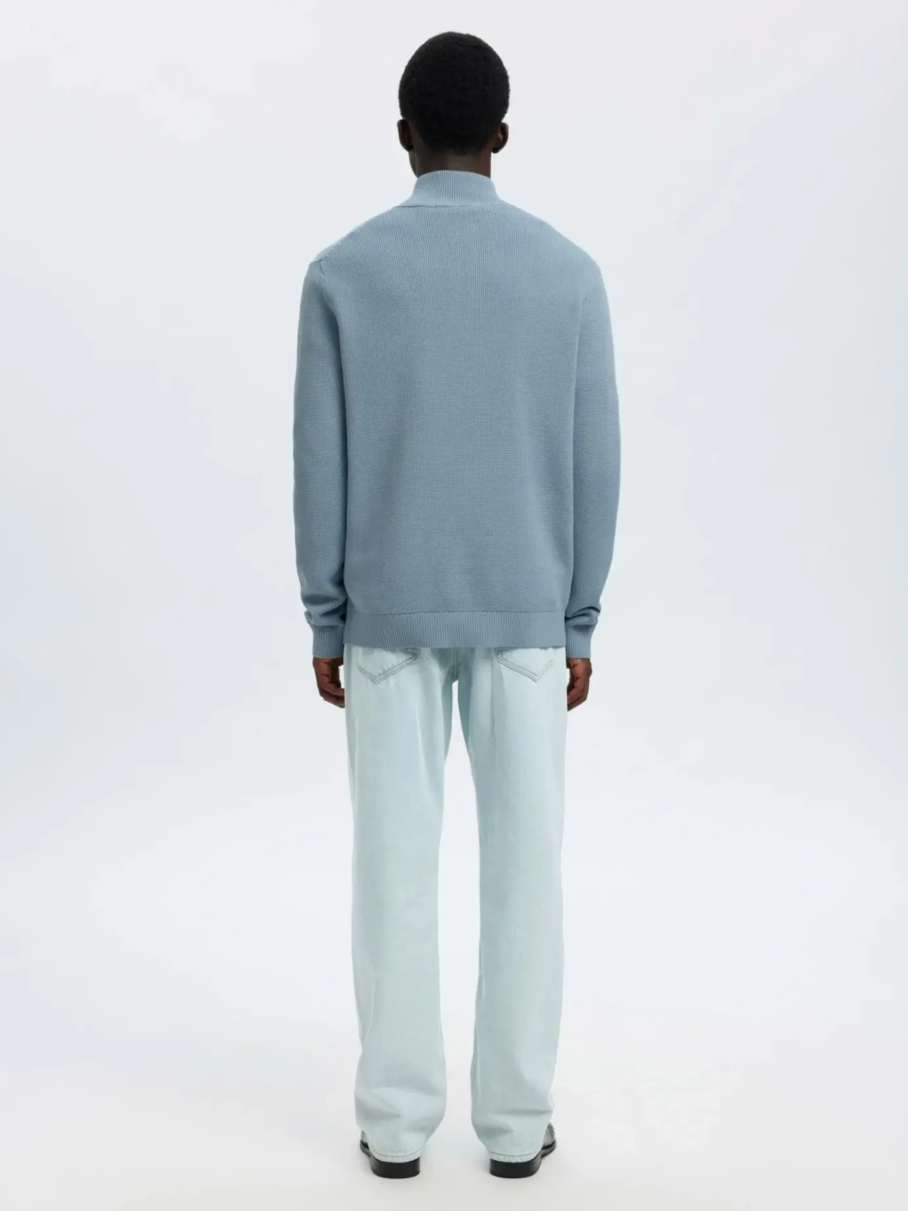 Selected Slhdane ls knit structure half zip neule