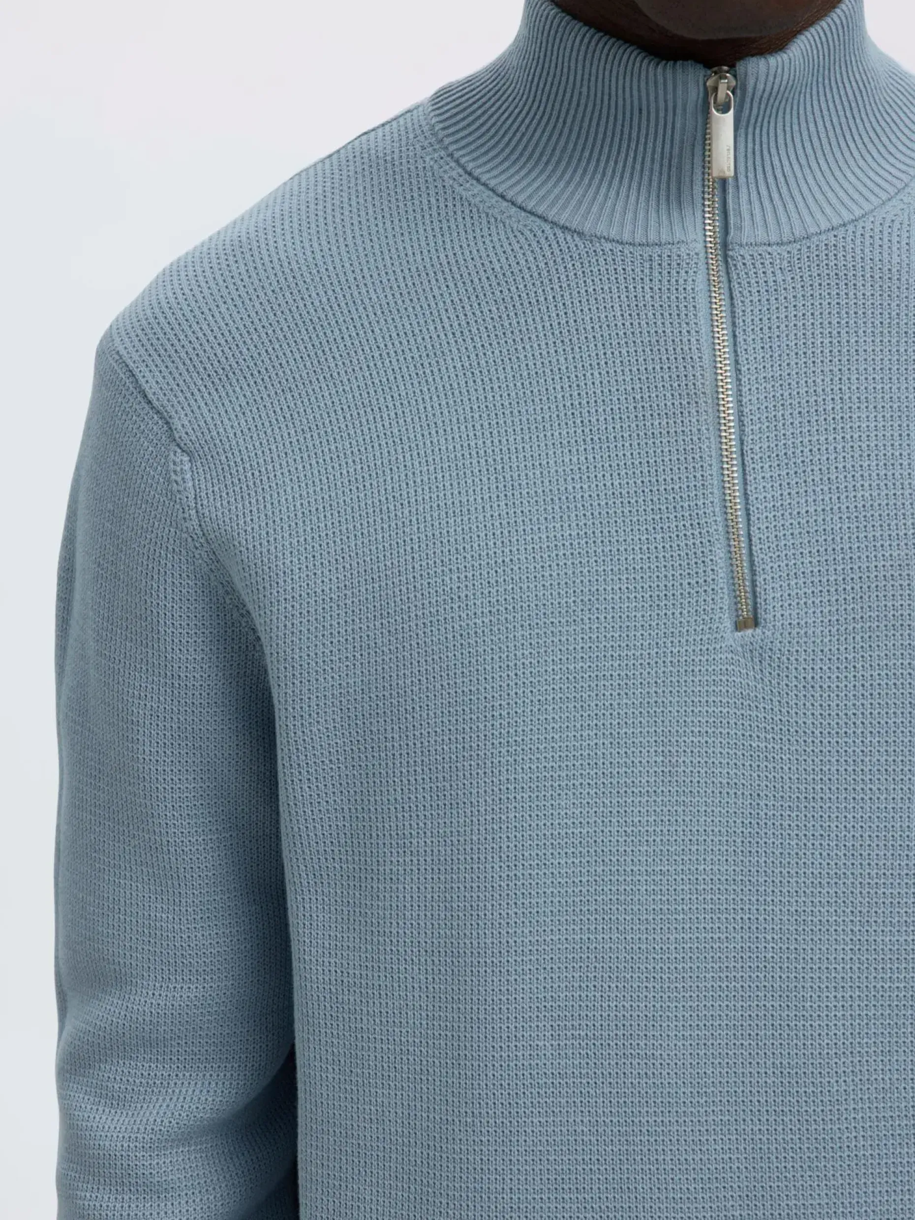 Selected Slhdane ls knit structure half zip neule