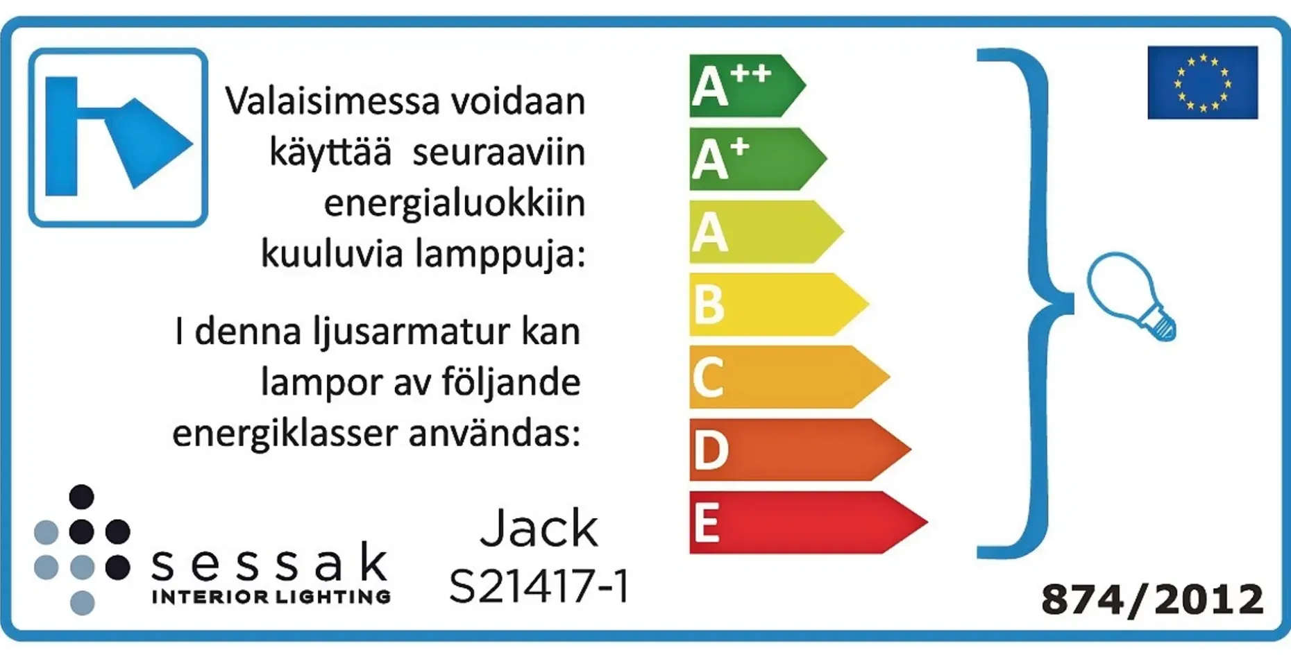 Sessak Lighting Jack seinävalaisin musta
