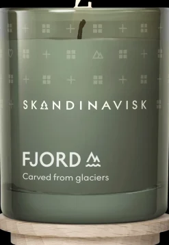 Skandinavisk FJORD Tuoksukynttilä puukannella 65g, vaaleanvihreä