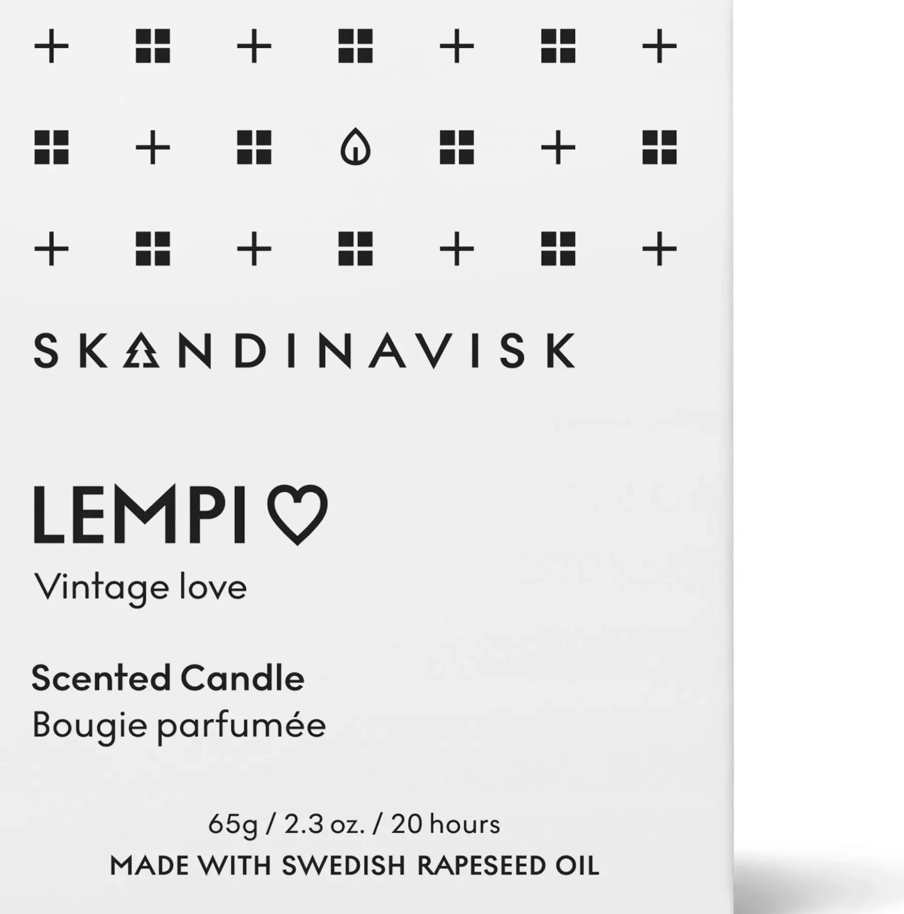 Skandinavisk LEMPI Tuoksukynttilä puukannella 65g, valkoinen