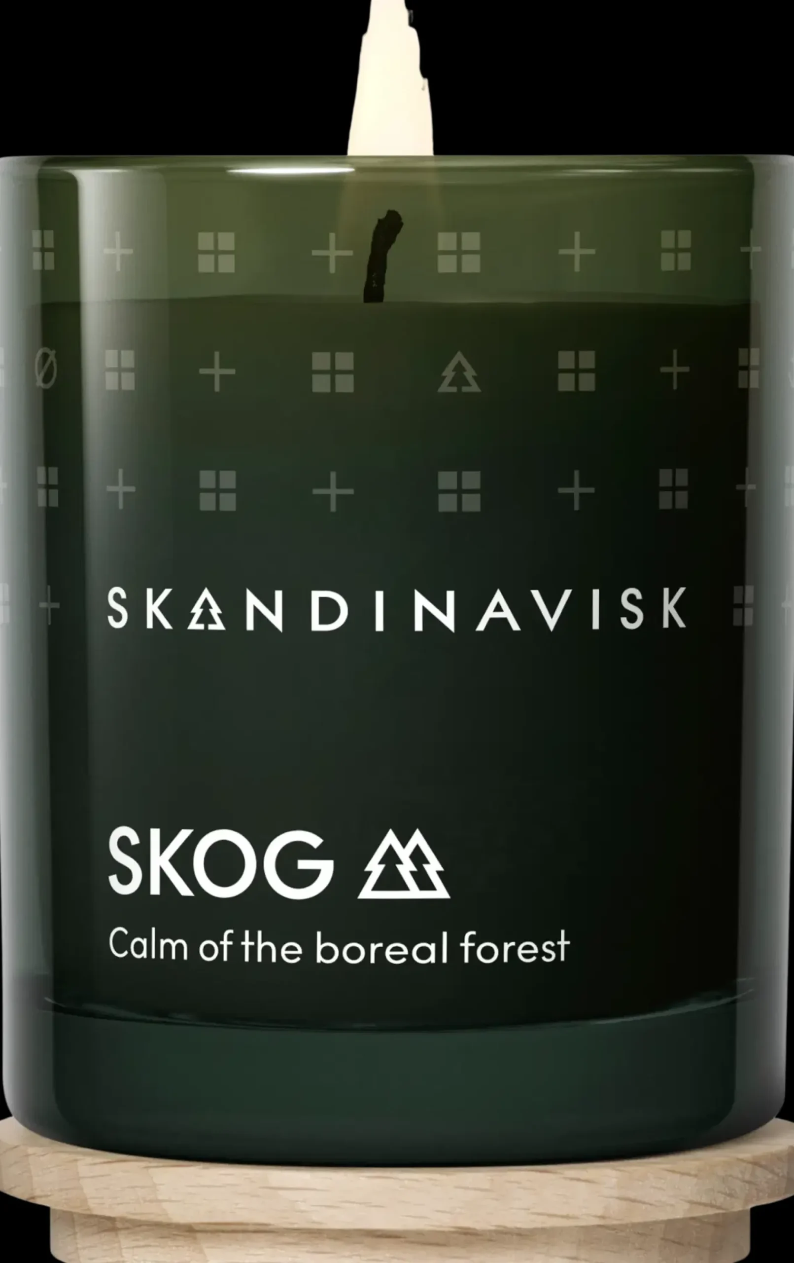 Skandinavisk SKOG Tuoksukynttilä puukannella 65g, vihreä