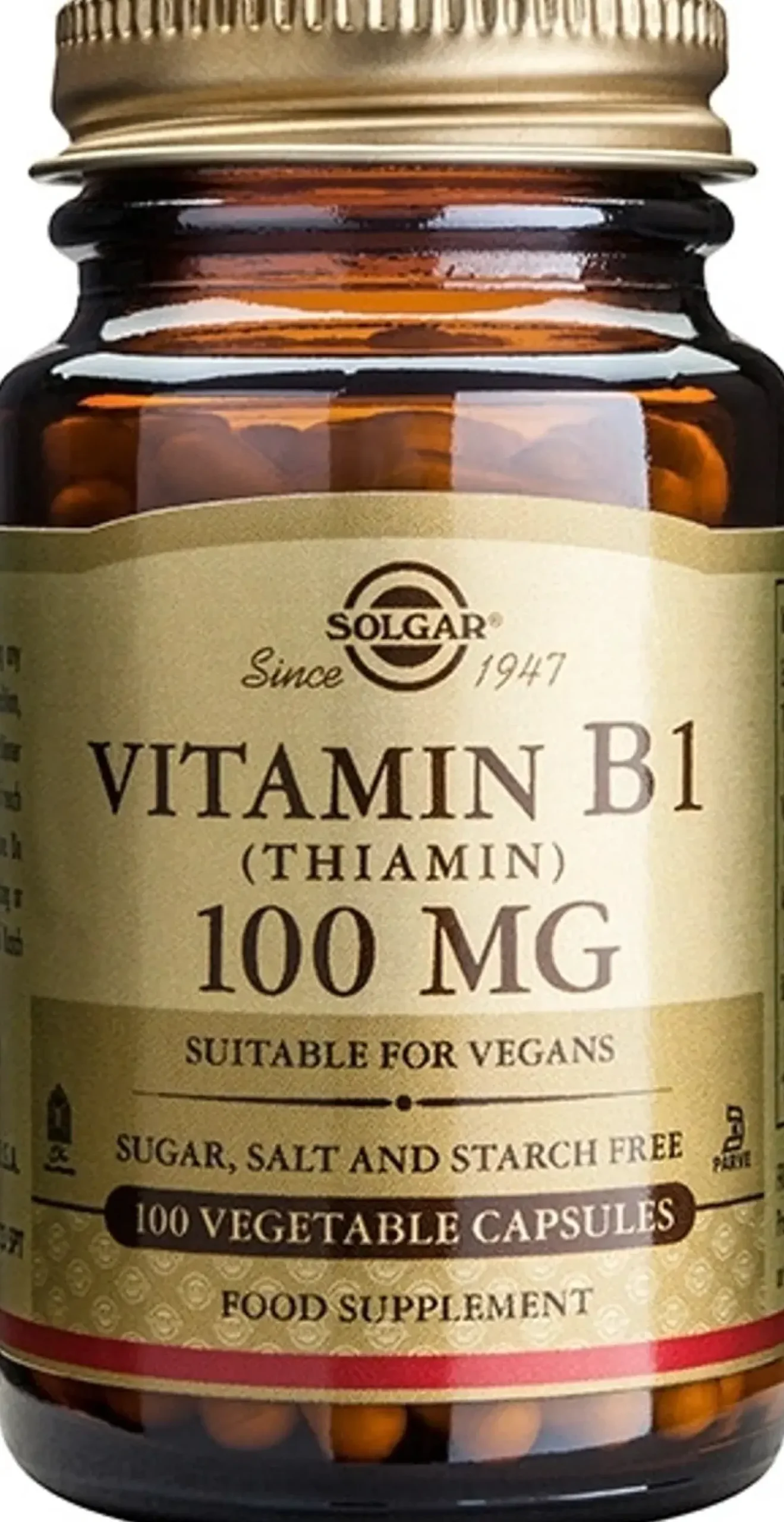 Solgar B1-vitamiini 100 mg ravintolisä 100 kaps.