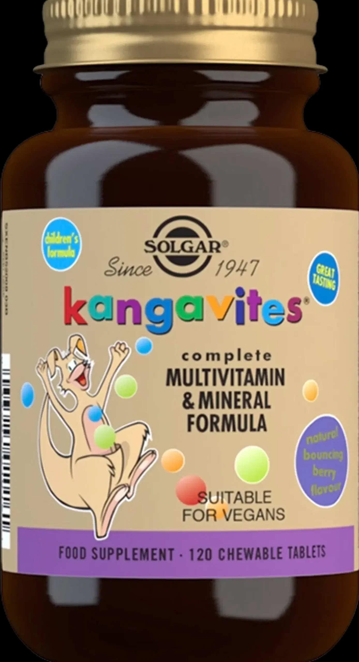 Solgar Kangavites® Bouncing Berry monivitamiini lapsille 120 tabl.