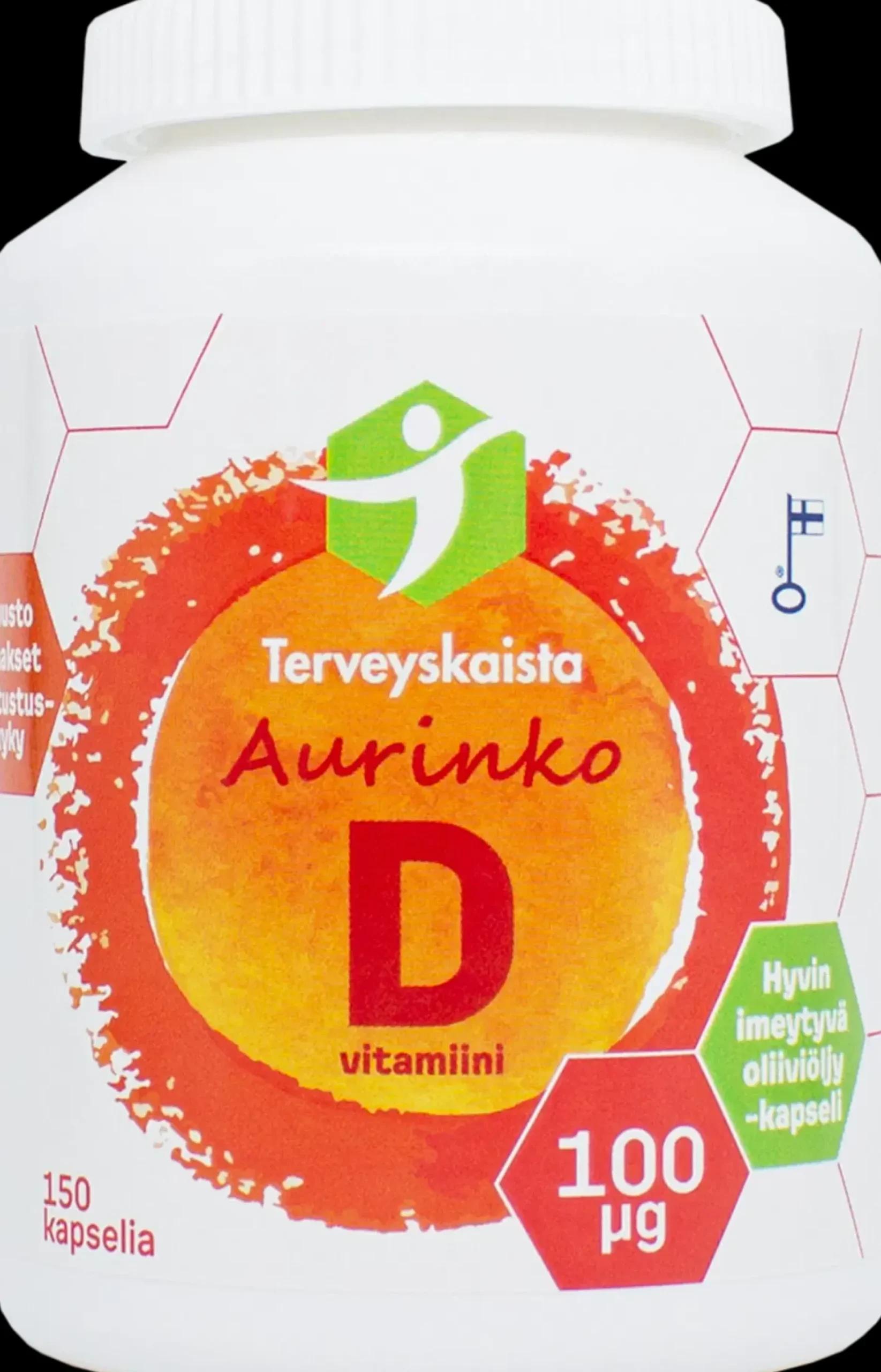 Terveyskaista Aurinko D 100 µg 150 kaps. extra virgin oliiviöljy