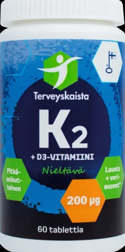 Terveyskaista K2+D3 60 tabl. PITKÄVAIKUTTEINEN