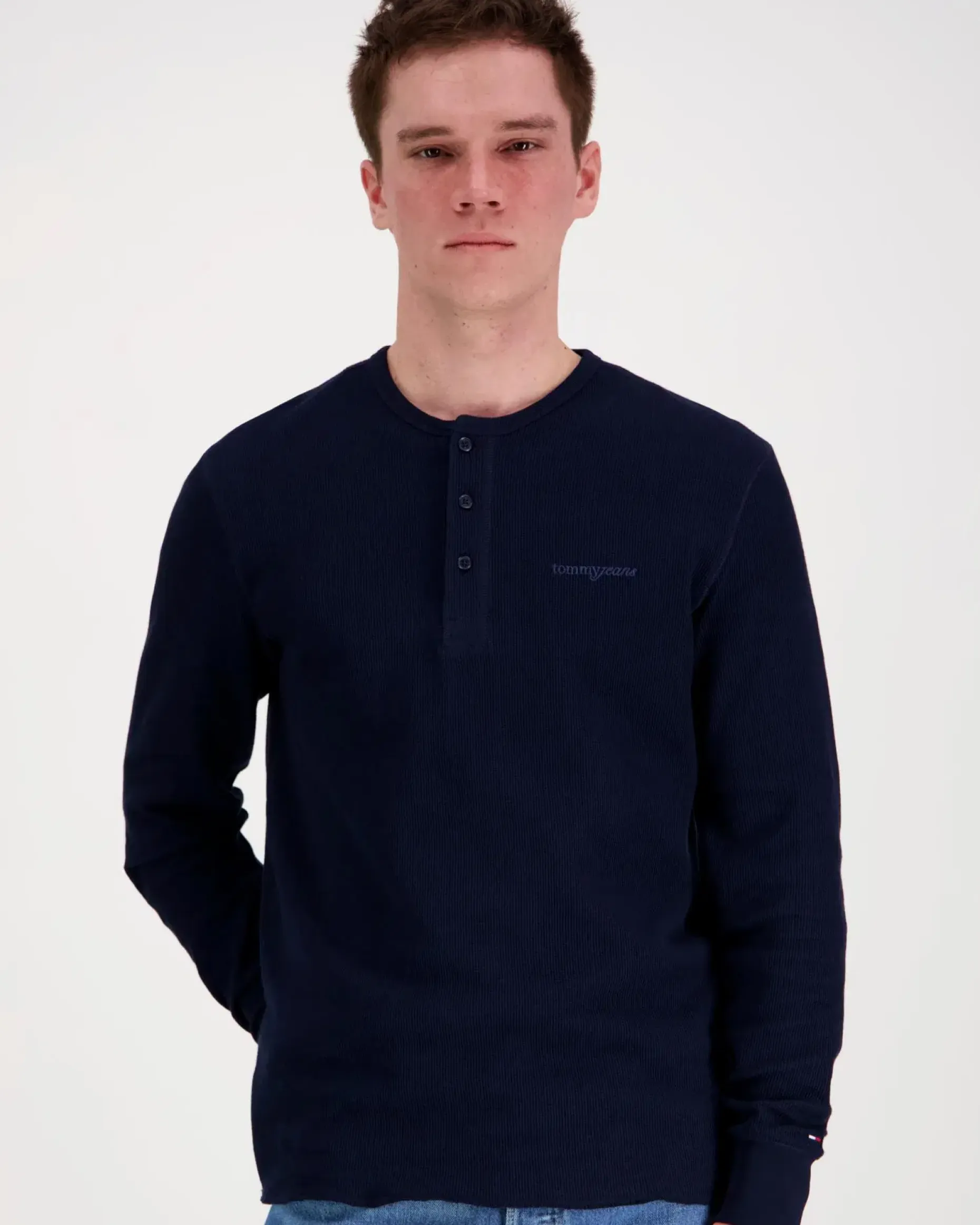Tommy Jeans Tjm slim waffle script henley t-paita