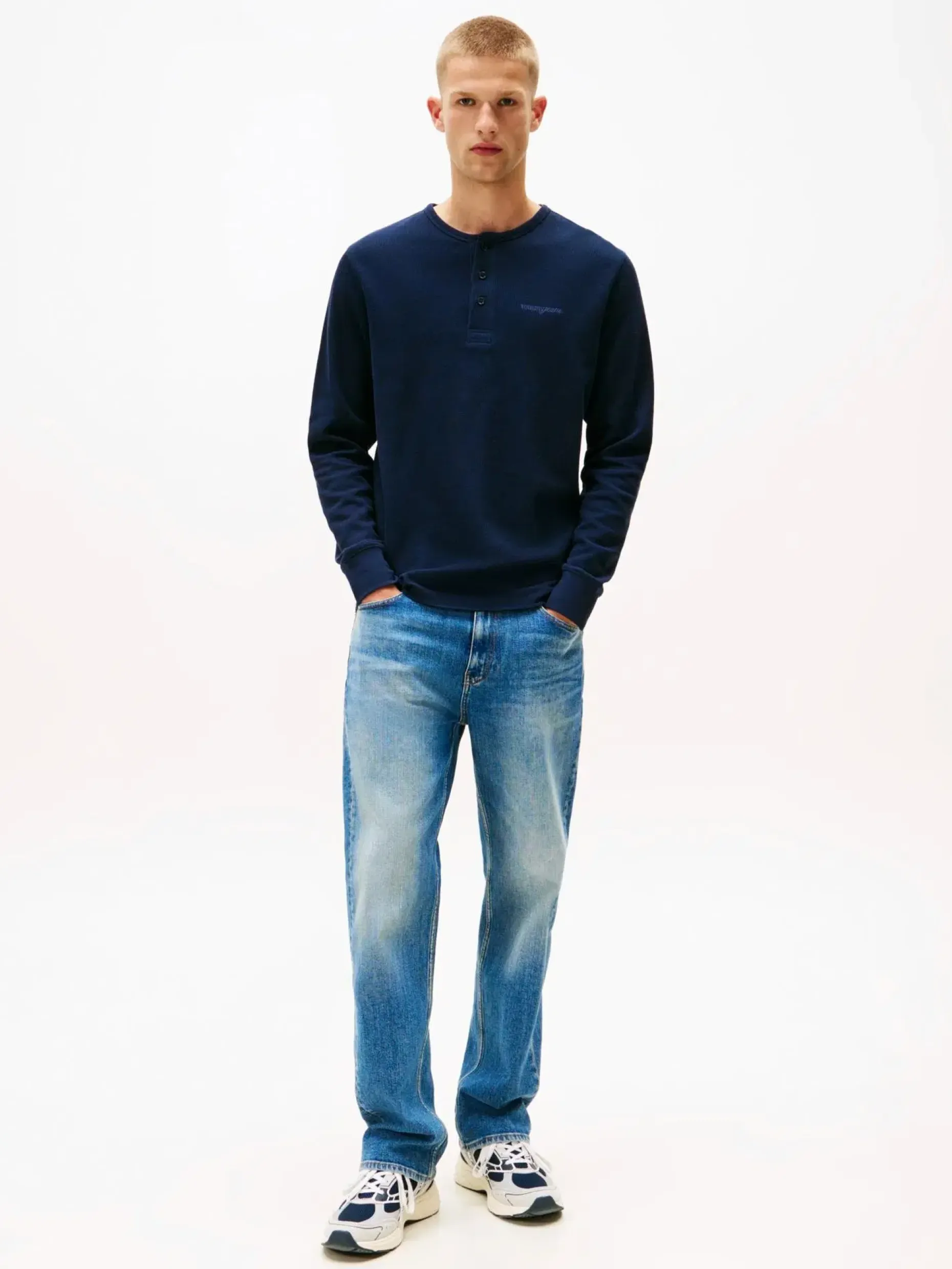 Tommy Jeans Tjm slim waffle script henley t-paita