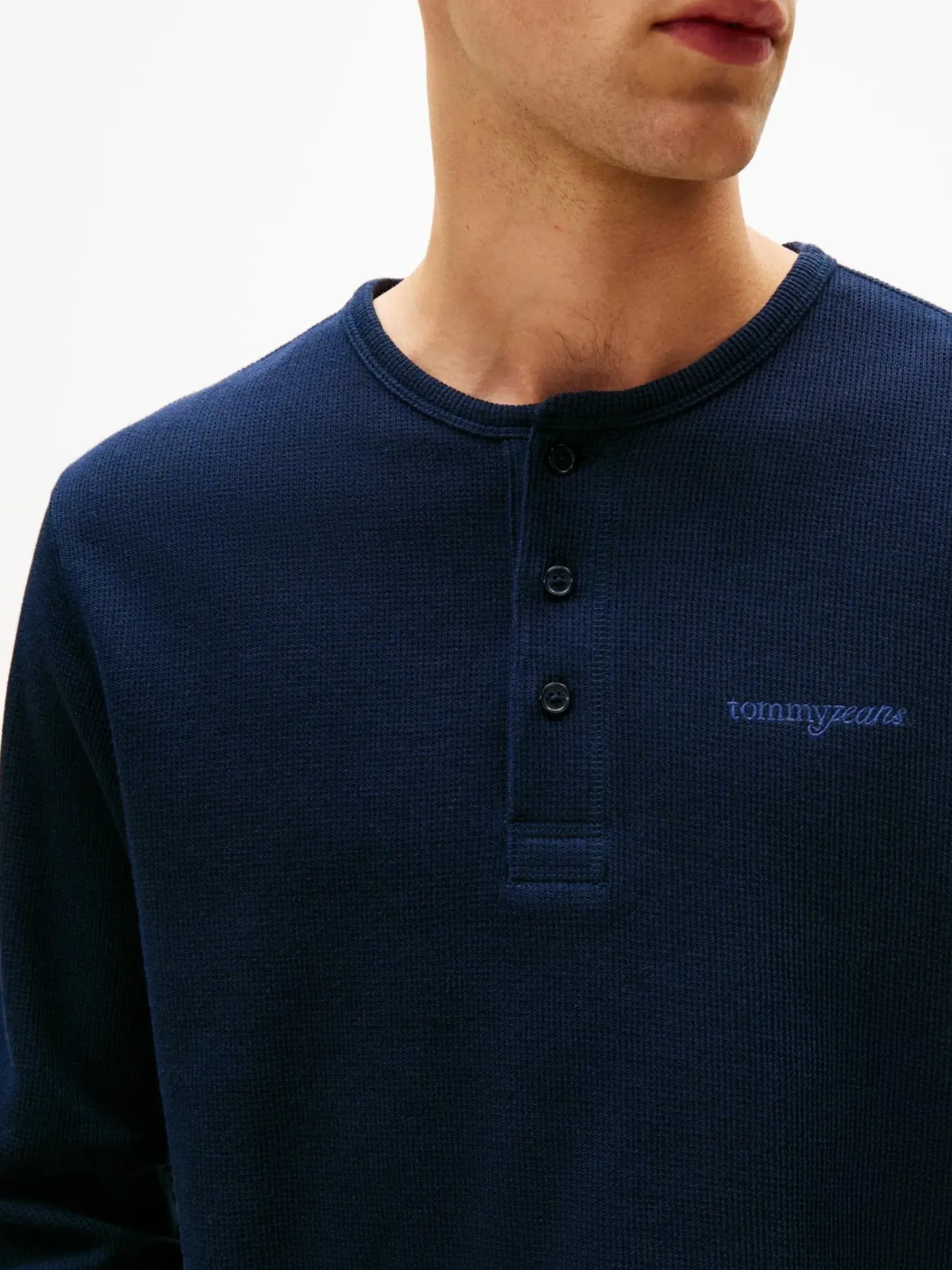 Tommy Jeans Tjm slim waffle script henley t-paita