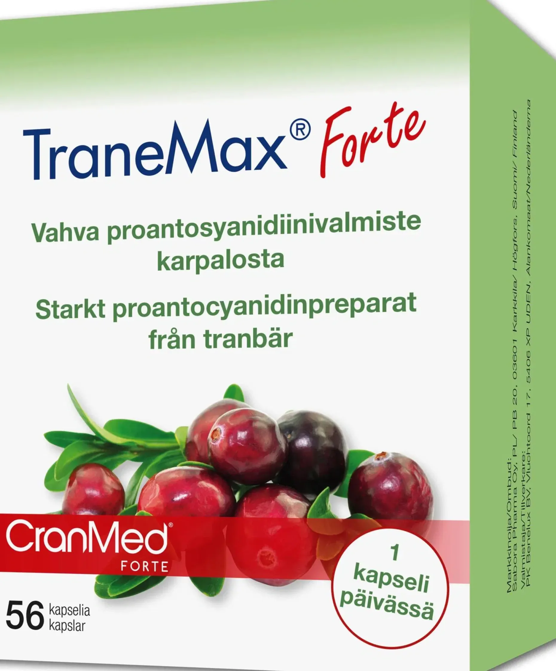 Tranemax Forte Vahva proantosyanidiinivalmiste karpalosta 56 kaps.