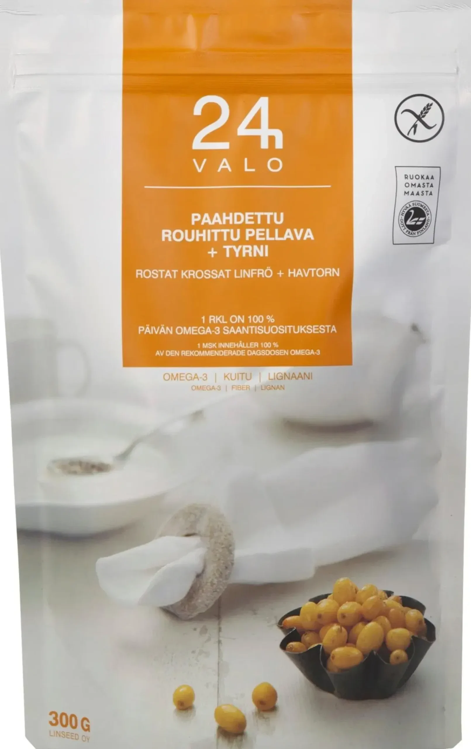 VALO24h paahdettu rouhittu pellava + tyrni 300g
