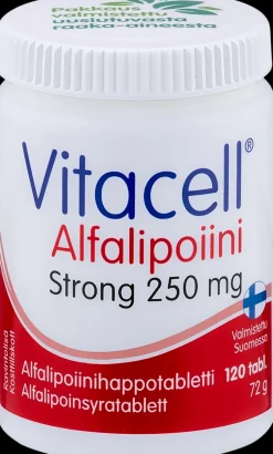 Vitacell Alfalipoiini Strong 250 mg alfalipoiinihappotabletti 120 tabl